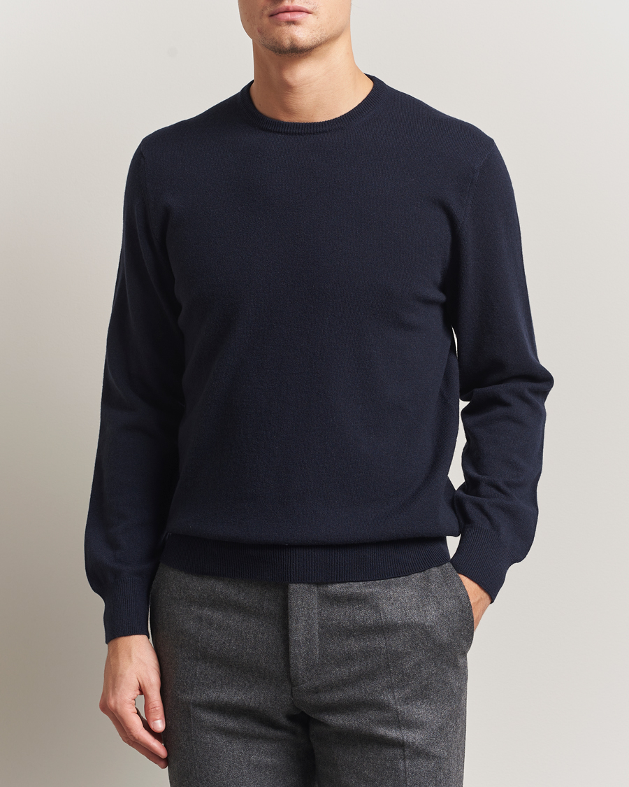 Heren | Truien | Piacenza Cashmere | Cashmere Crew Neck Sweater Navy