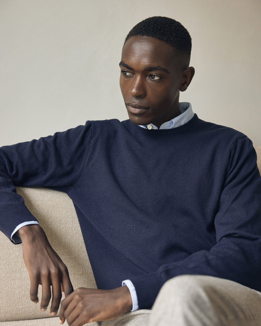 Heren | Truien | Piacenza Cashmere | Cashmere Crew Neck Sweater Navy