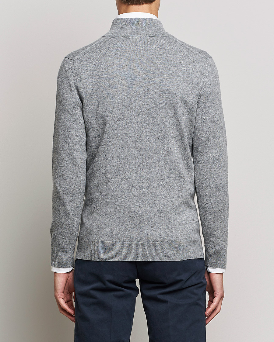Heren | Truien | Piacenza Cashmere | Cashmere Half Zip Sweater Light Grey