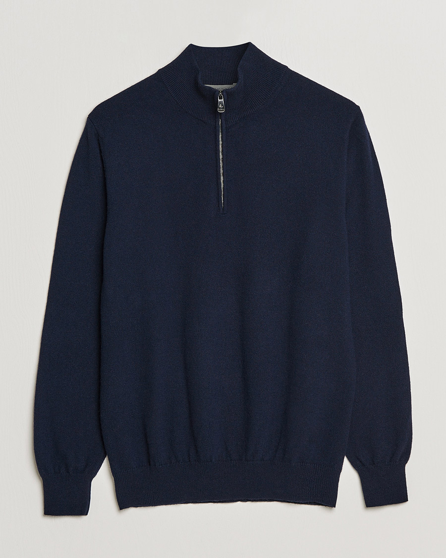 Heren | Truien | Piacenza Cashmere | Cashmere Half Zip Sweater Navy