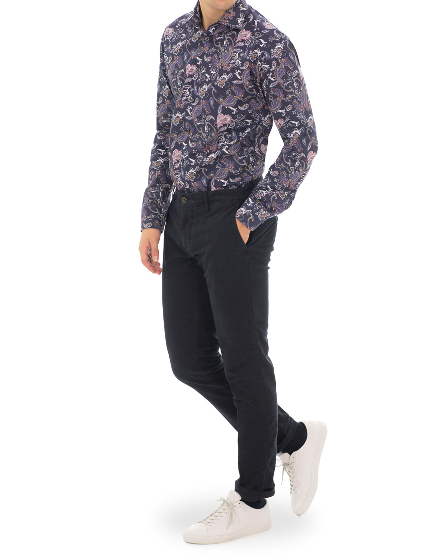 Heren | Overhemden | Eton | Slim Fit Printed Paisley Shirt Navy