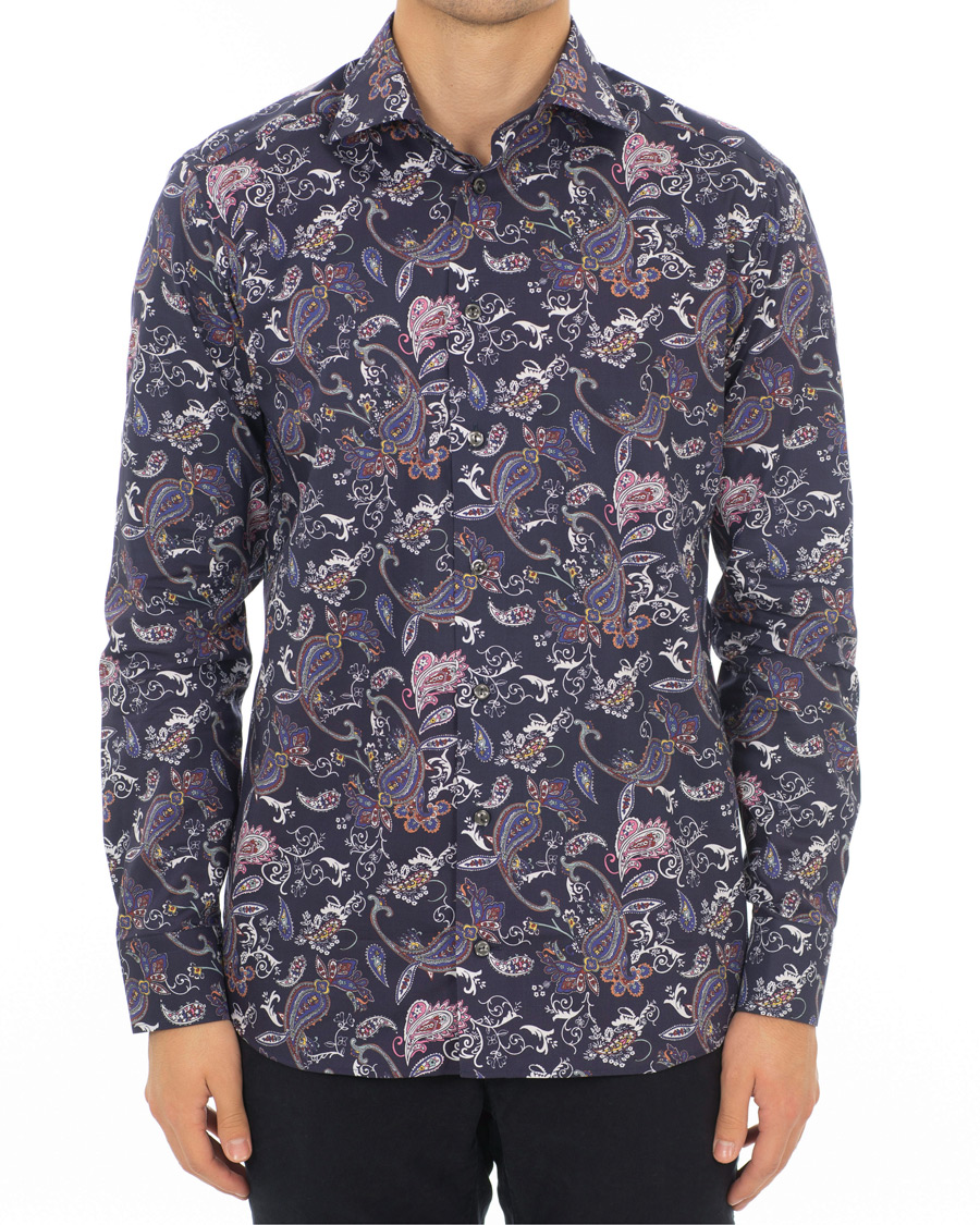 Heren | Overhemden | Eton | Slim Fit Printed Paisley Shirt Navy
