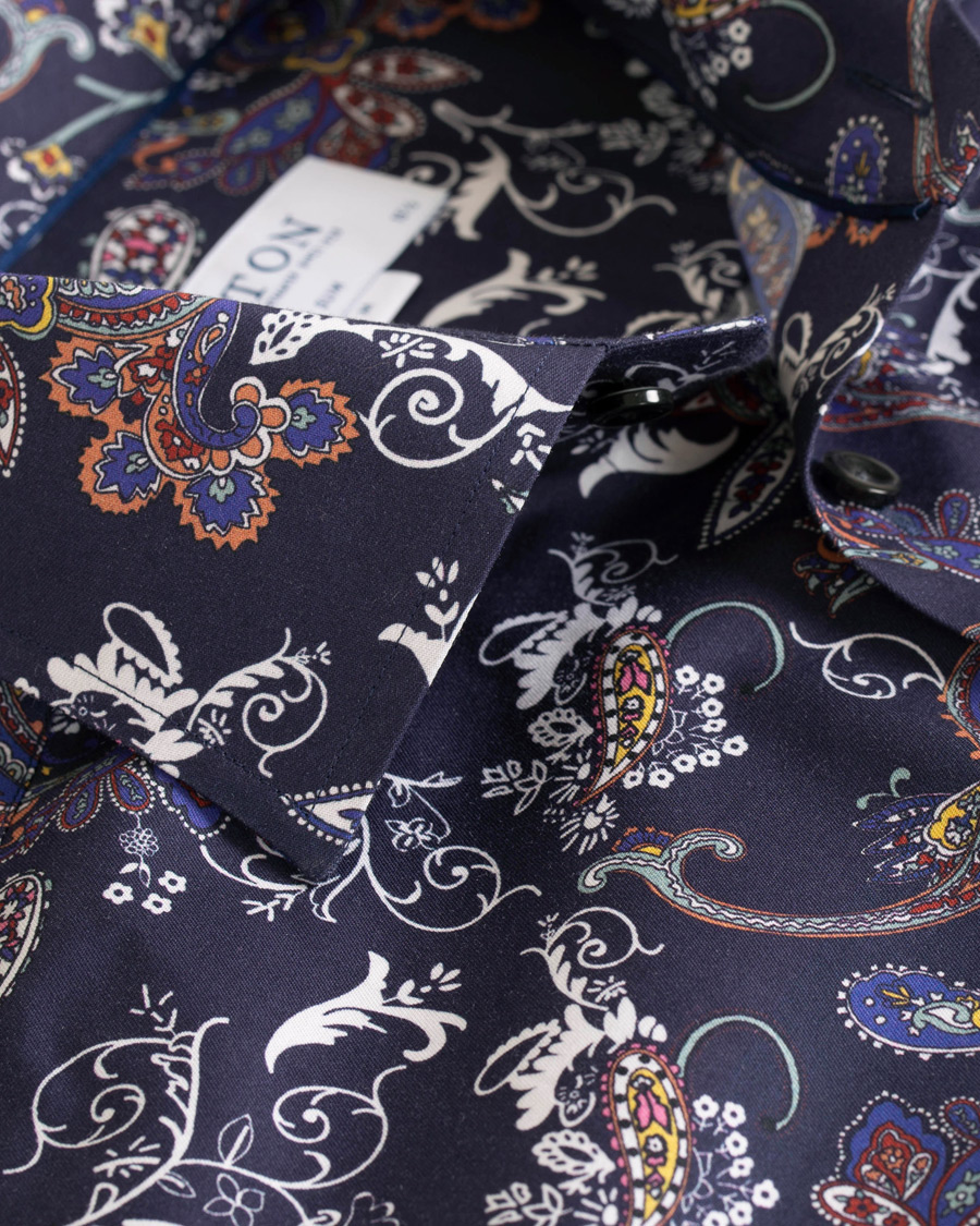 Heren | Overhemden | Eton | Slim Fit Printed Paisley Shirt Navy