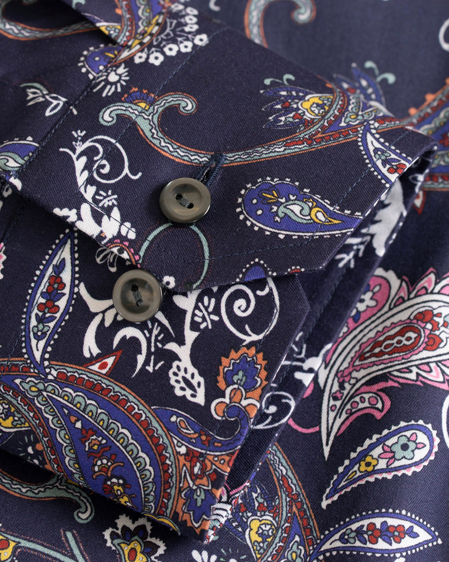 Heren | Overhemden | Eton | Slim Fit Printed Paisley Shirt Navy