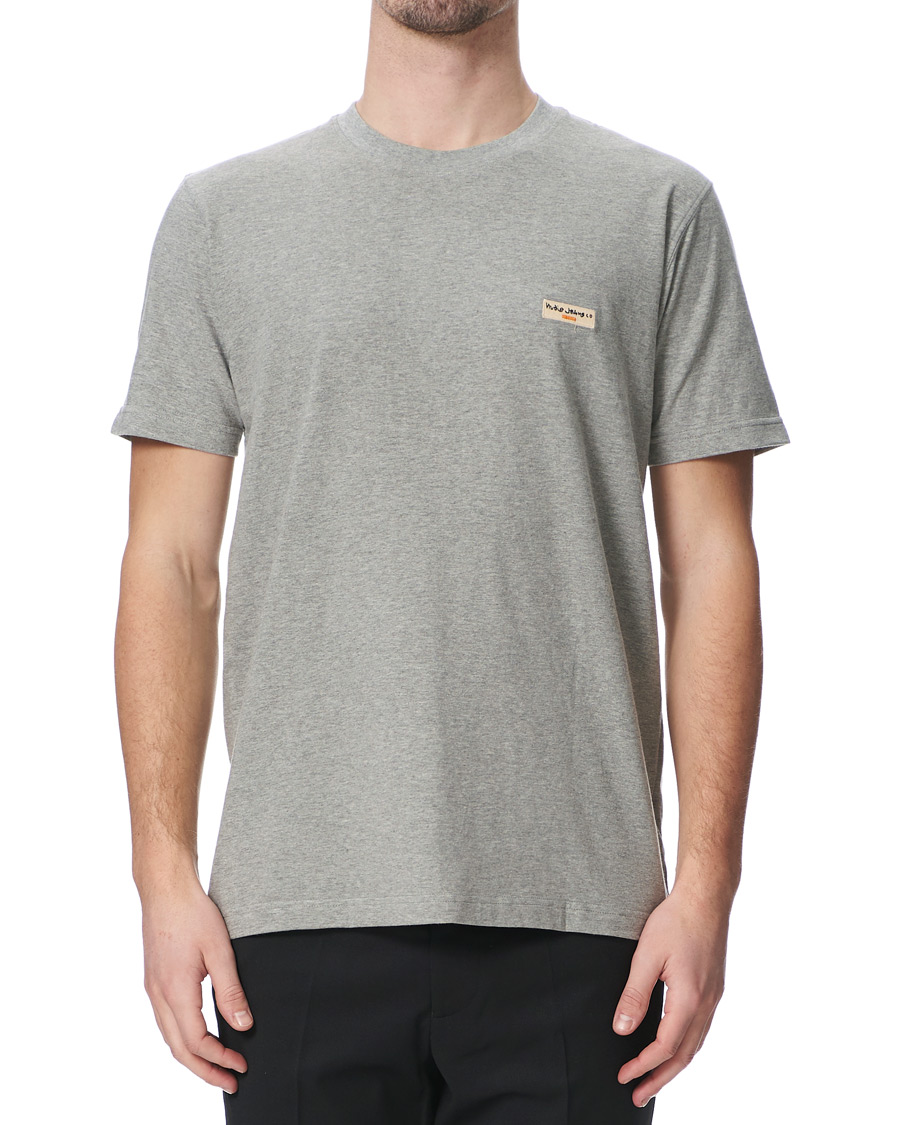 Homme | T-shirts | Nudie Jeans | Daniel Logo Tee Grey Melange