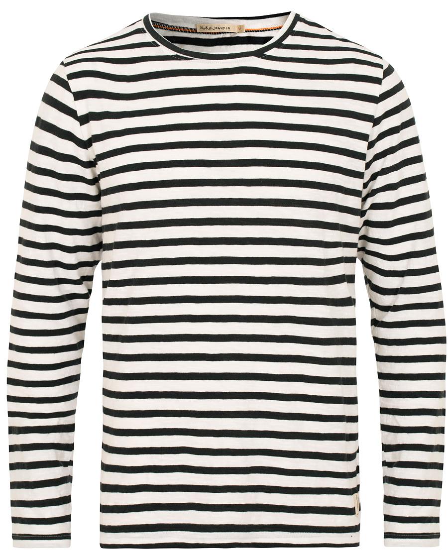 Homme | T-shirts | Nudie Jeans | Orvar Stripe Crew Neck Off White