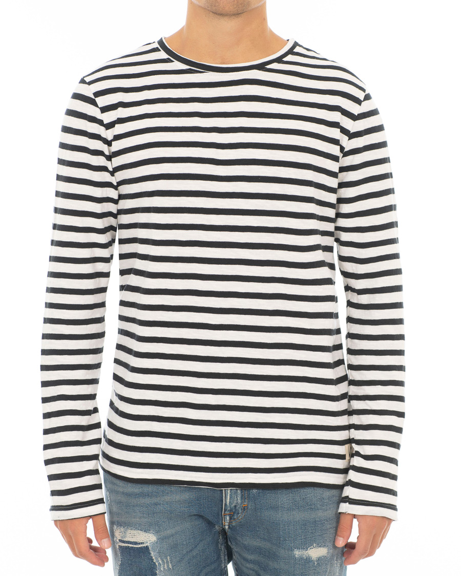 Homme | T-shirts | Nudie Jeans | Orvar Stripe Crew Neck Off White