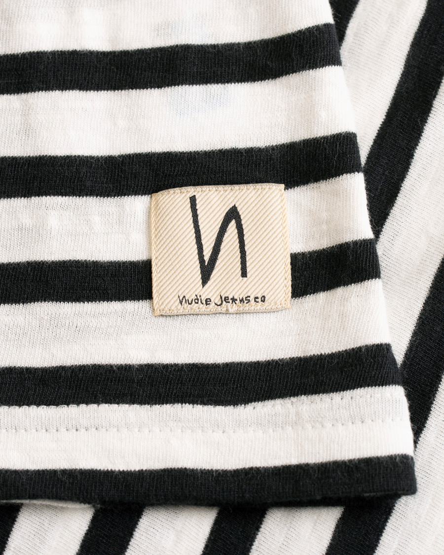 Homme | T-shirts | Nudie Jeans | Orvar Stripe Crew Neck Off White