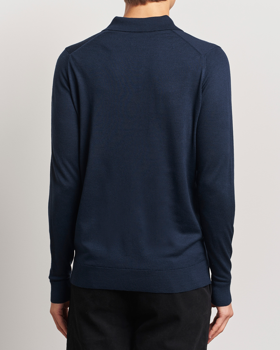 Homme | Pulls Et Tricots | Sunspel | Long Sleeve Polo Navy