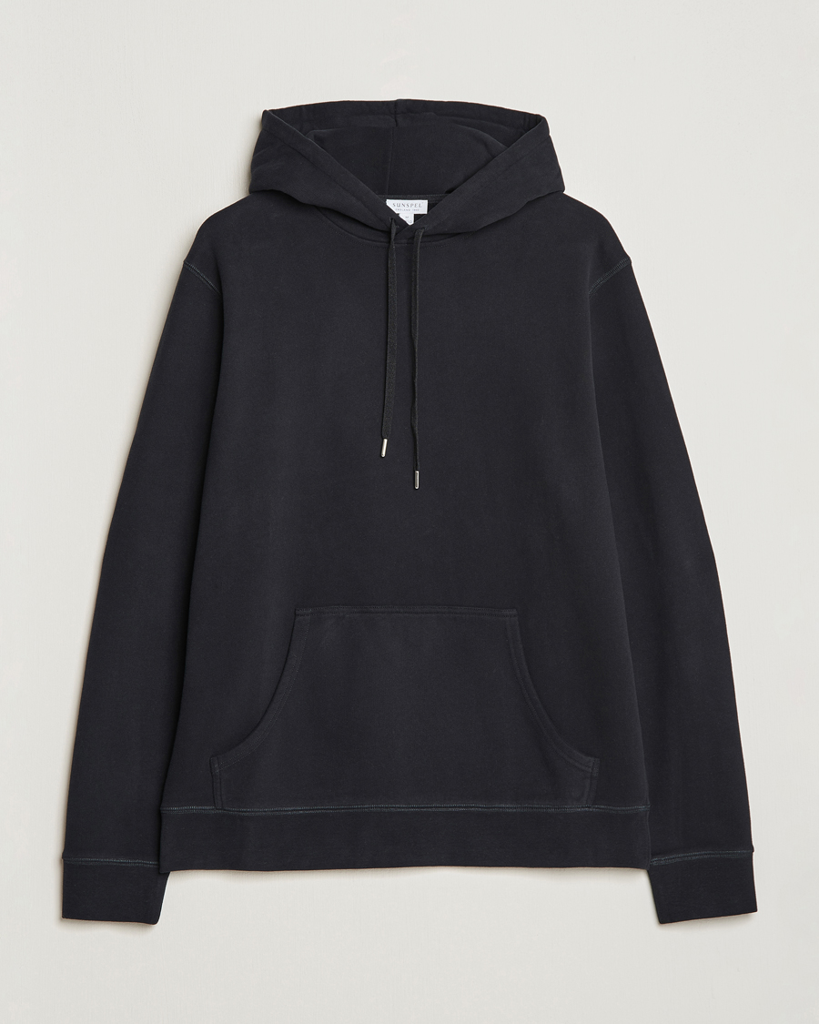 Heren | Truien | Sunspel | Loopback Hoodie Black