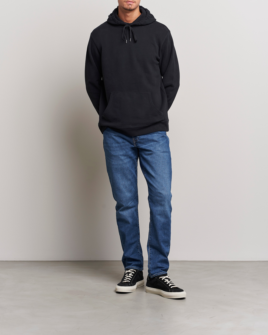 Heren | Truien | Sunspel | Loopback Hoodie Black