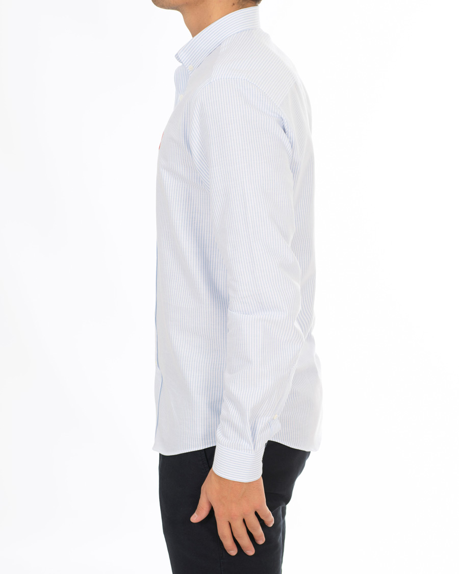Heren | Overhemden | AMI | Striped Oxford Shirt White/Blue