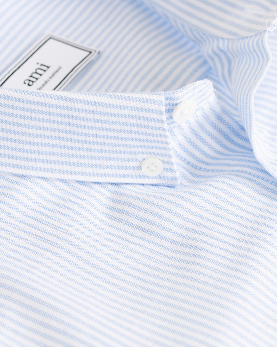 Heren | Overhemden | AMI | Striped Oxford Shirt White/Blue