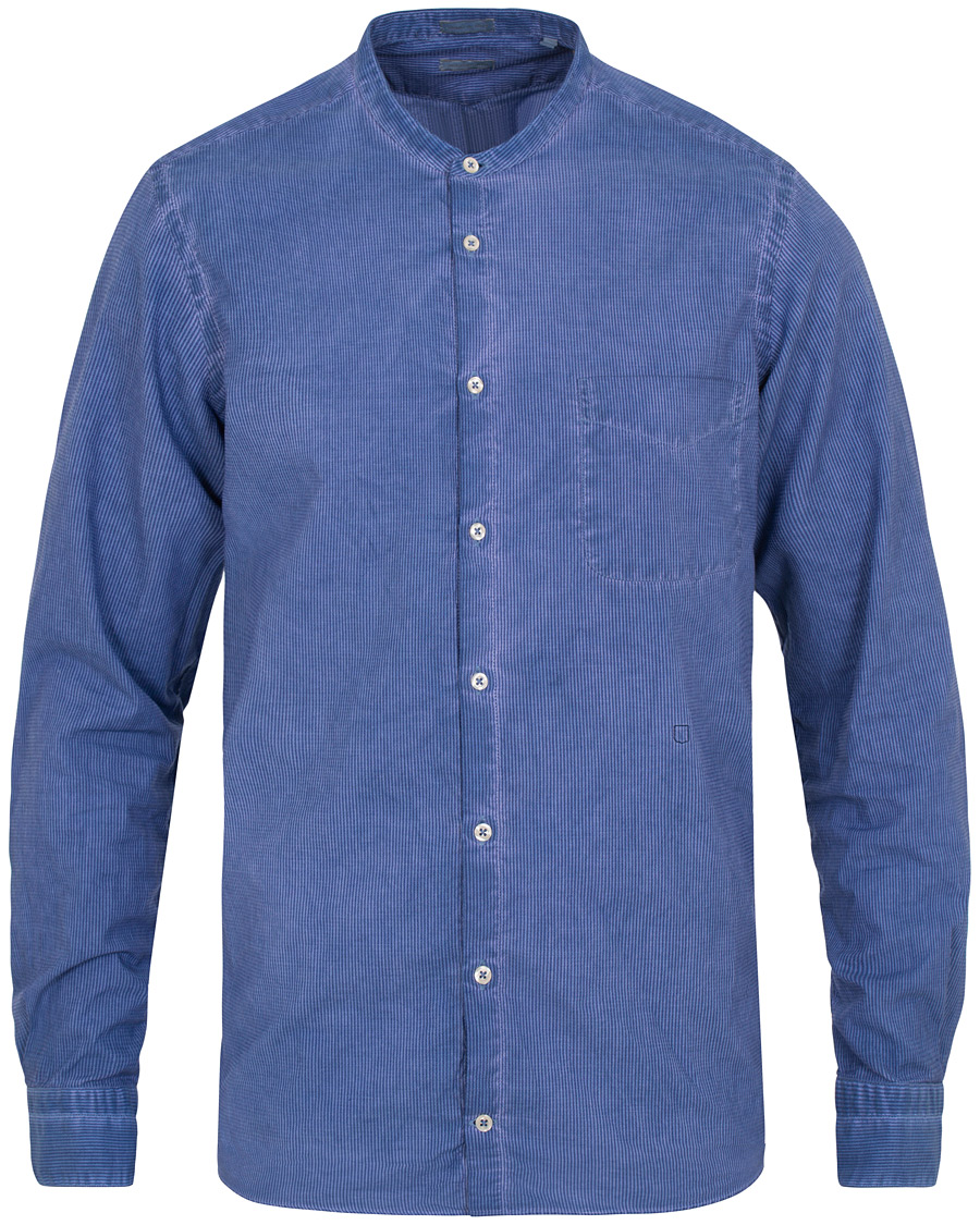 Homme | Chemises | Massimo Alba | Noto Jacquard Mandarin Collar Shirt Indigo Blue