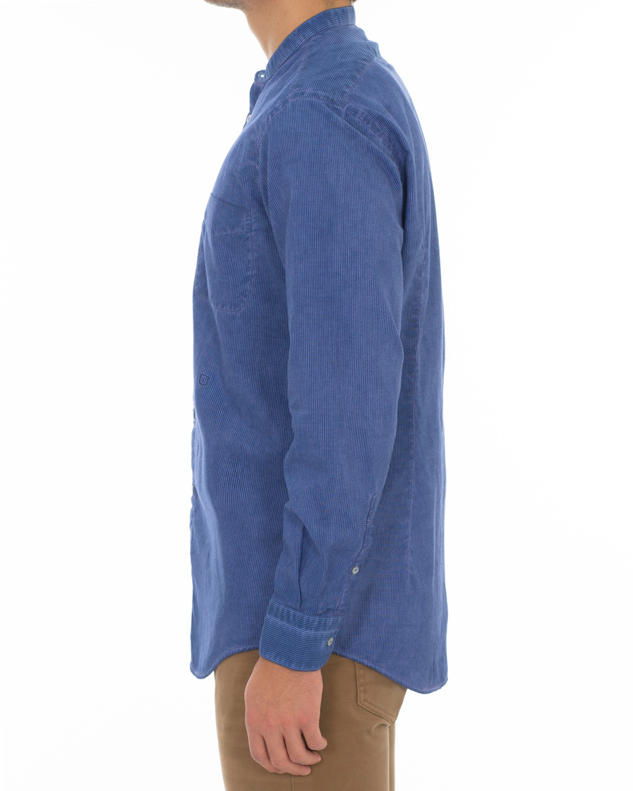 Homme | Chemises | Massimo Alba | Noto Jacquard Mandarin Collar Shirt Indigo Blue