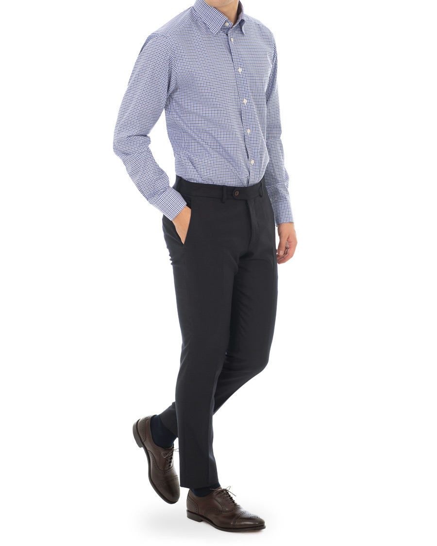 Heren | Overhemden | Eton | Slim Fit Micro Check Cut Away Shirt White/Blue