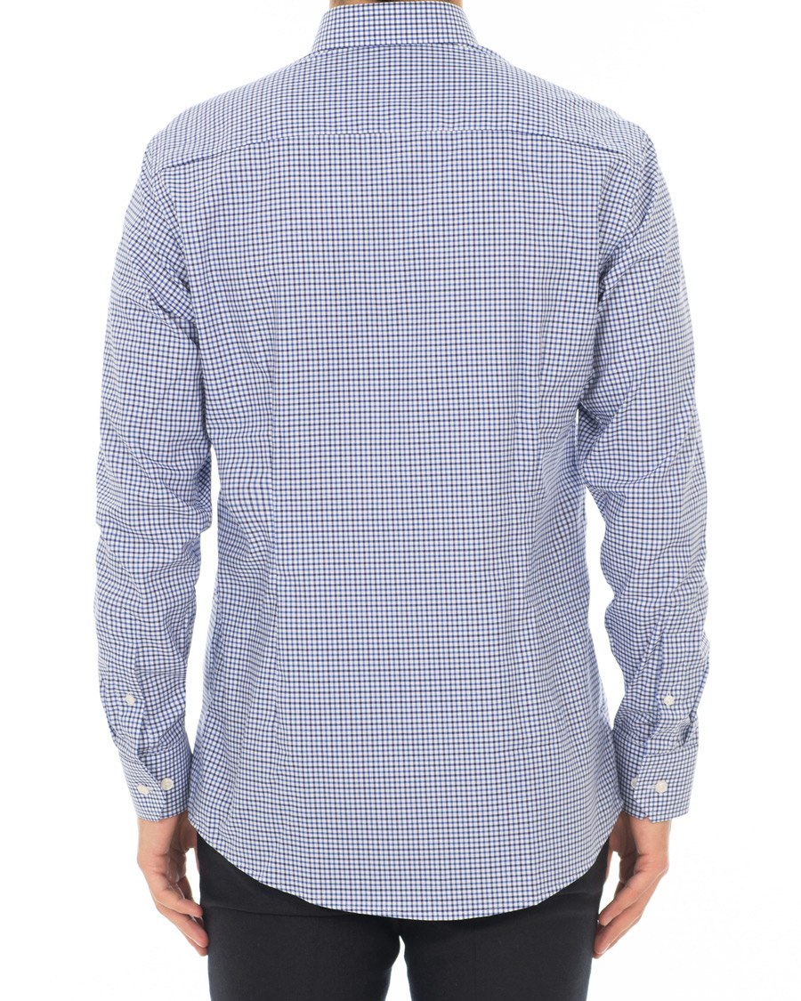Heren | Overhemden | Eton | Slim Fit Micro Check Cut Away Shirt White/Blue
