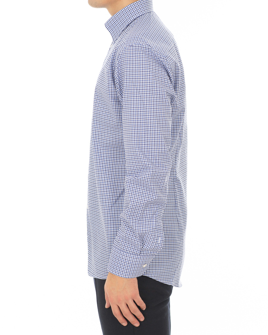 Heren | Overhemden | Eton | Slim Fit Micro Check Cut Away Shirt White/Blue