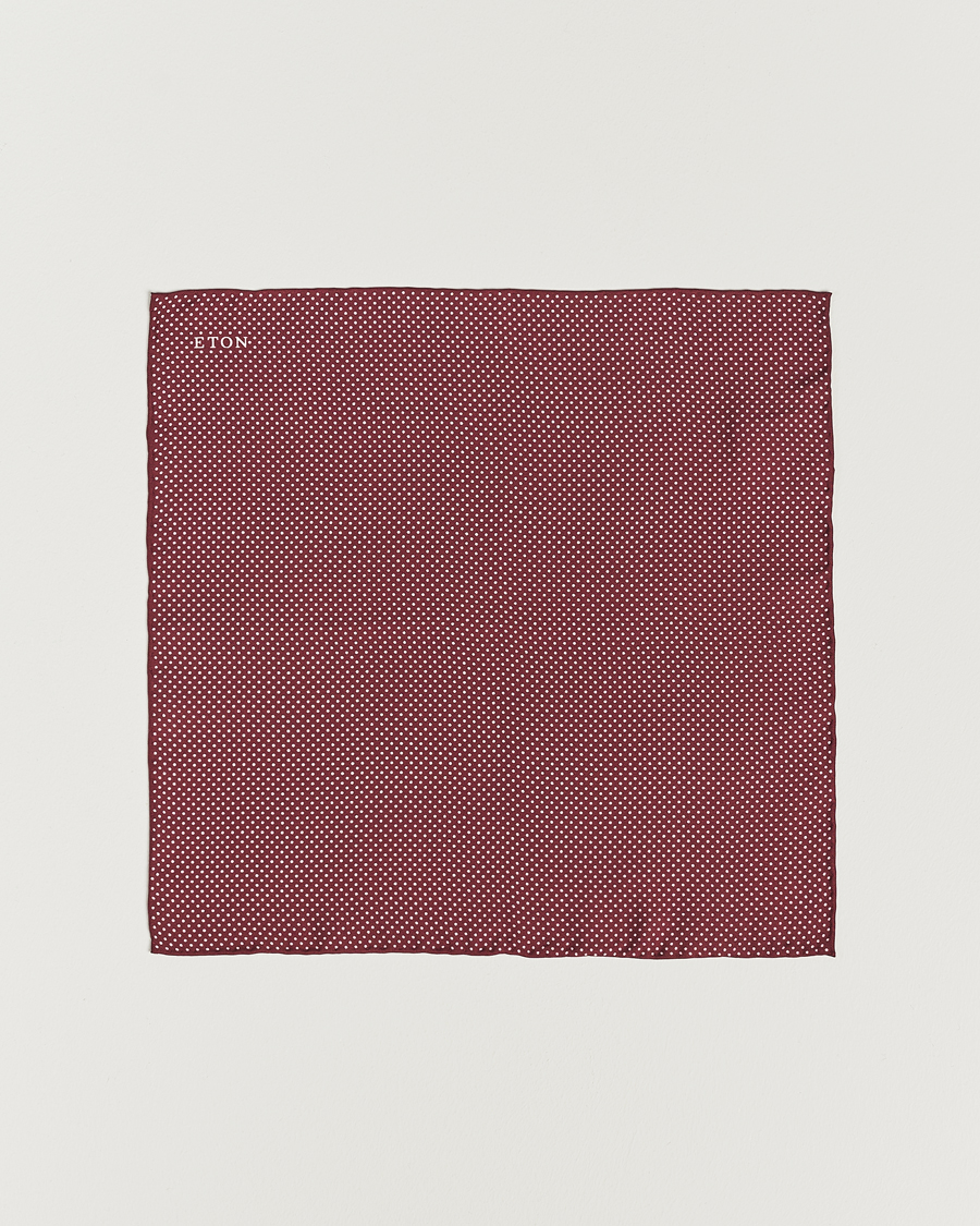 Heren | Pochets | Eton | Silk Polka Dot Pocket Square Wine