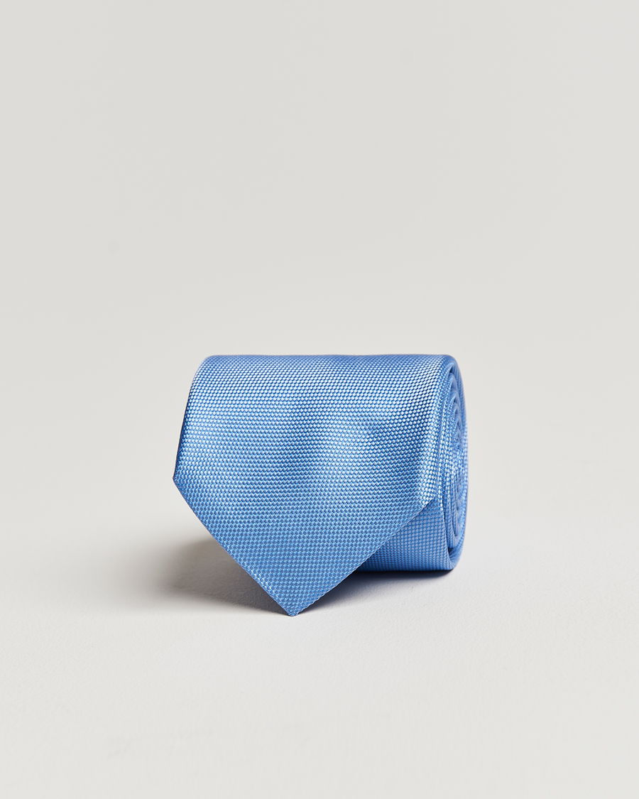 Homme | Cravates | Eton | Silk Basket Weave Tie Light Blue