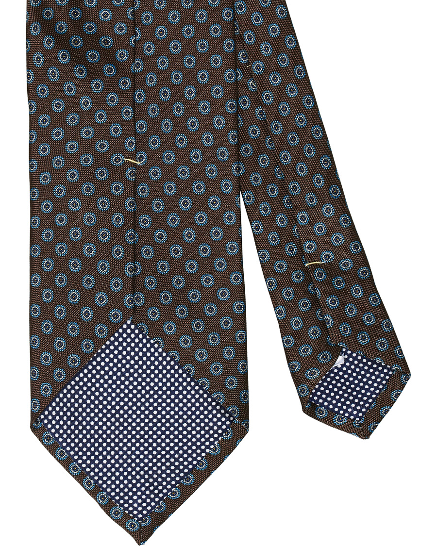 Homme | Eton Silk Geometric Print Tie Brown | Eton | Silk Geometric Print Tie Brown