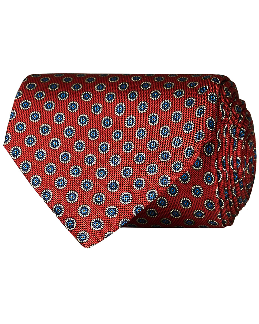 Homme | Eton Silk Geometric Print Tie Red | Eton | Silk Geometric Print Tie Red