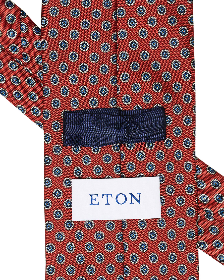 Homme | Eton Silk Geometric Print Tie Red | Eton | Silk Geometric Print Tie Red