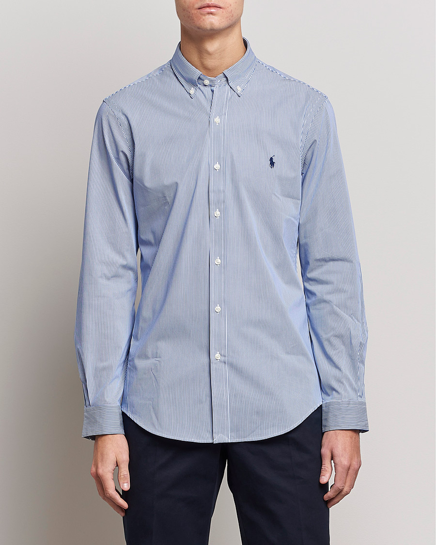 Homme | Chemises | Polo Ralph Lauren | Slim Fit Thin Stripe Poplin Shirt Blue/White