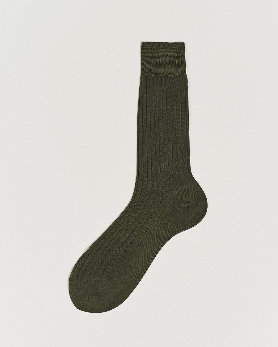 Heren | Ondergoed | Bresciani | Cotton Ribbed Short Socks Olive Green