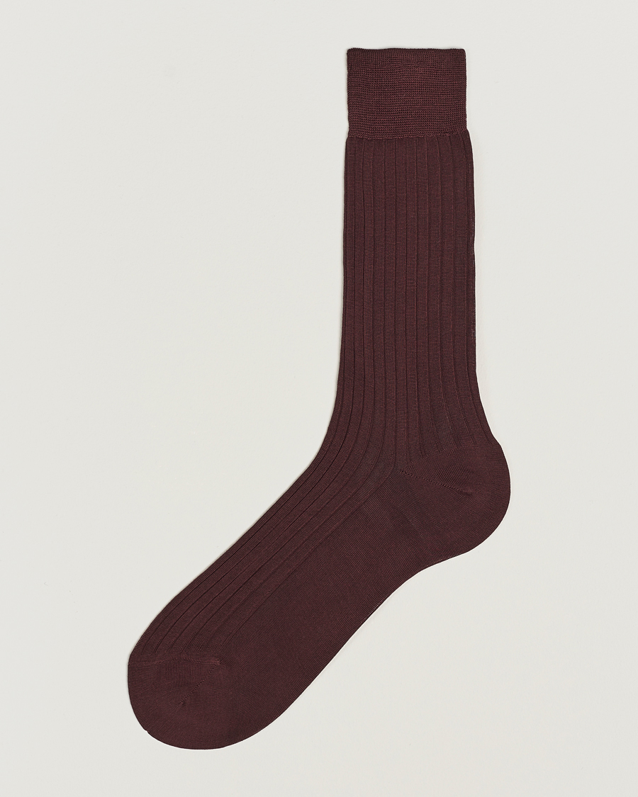 Heren | Ondergoed | Bresciani | Cotton Ribbed Short Socks Burgundy
