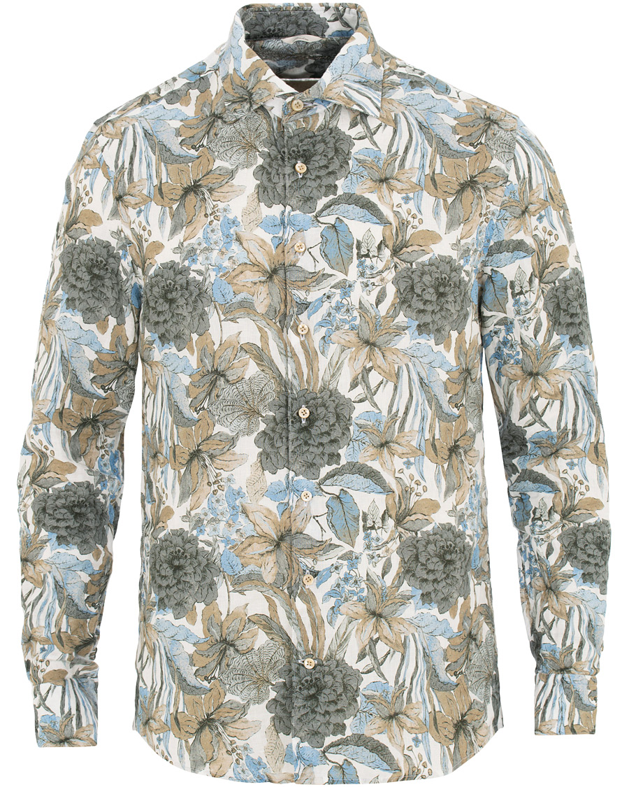 Heren | Overhemden | Stenströms | Slimline Printed Flower Shirt White