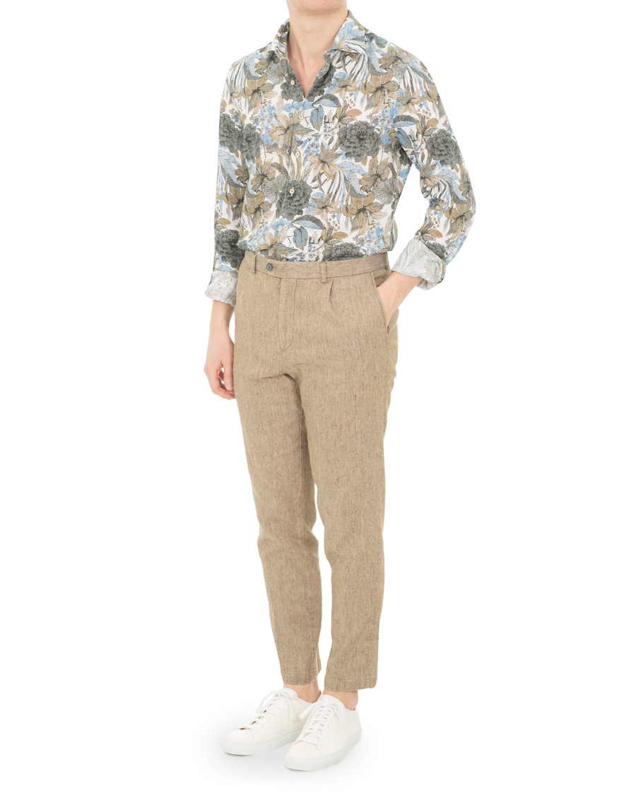 Heren | Overhemden | Stenströms | Slimline Printed Flower Shirt White