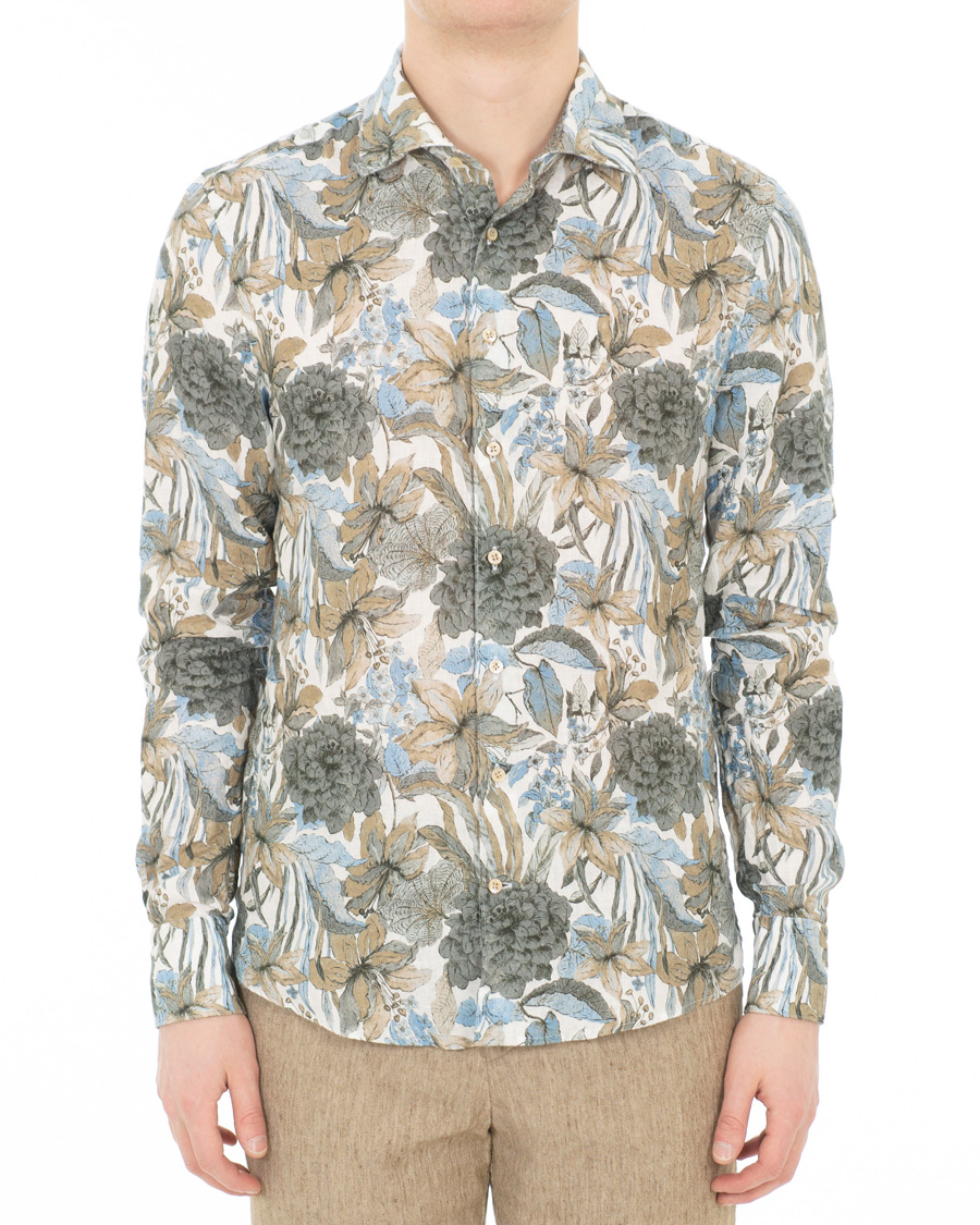 Heren | Overhemden | Stenströms | Slimline Printed Flower Shirt White