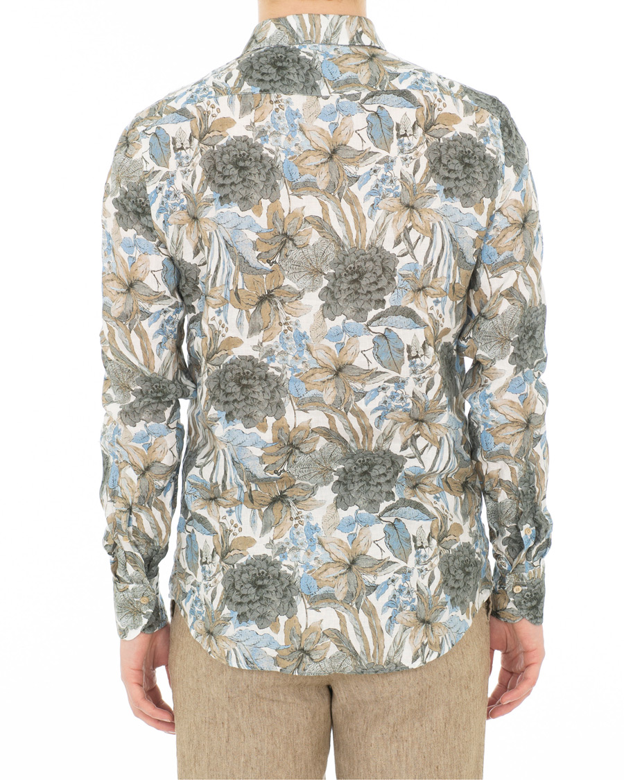 Heren | Overhemden | Stenströms | Slimline Printed Flower Shirt White