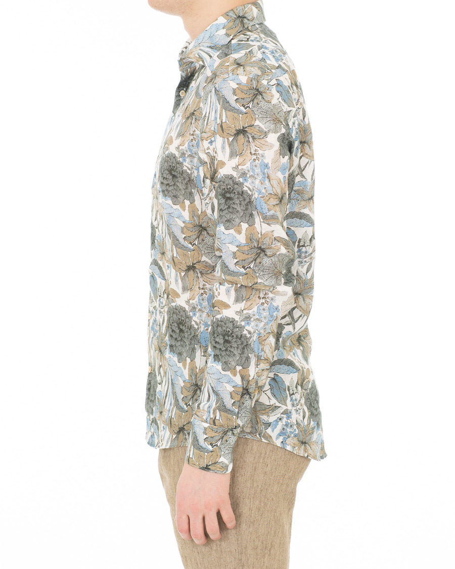 Heren | Overhemden | Stenströms | Slimline Printed Flower Shirt White