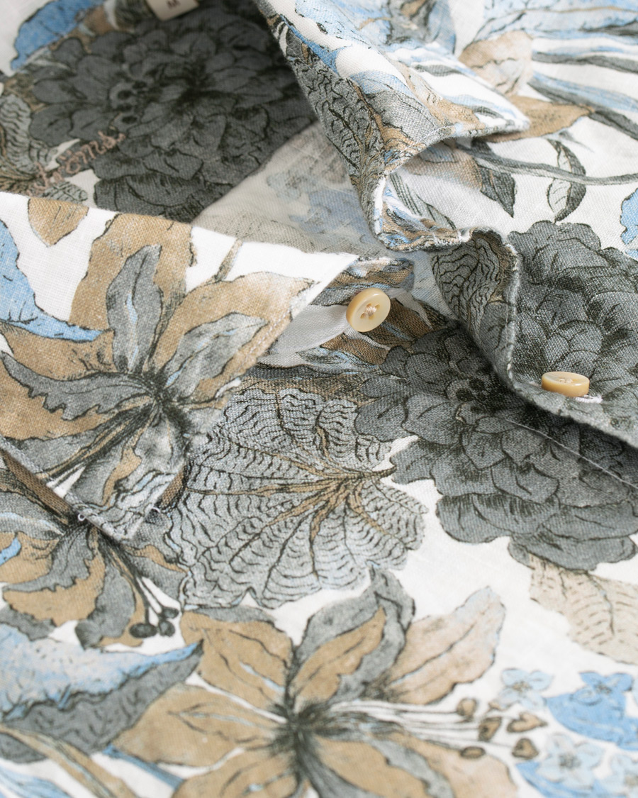 Heren | Overhemden | Stenströms | Slimline Printed Flower Shirt White