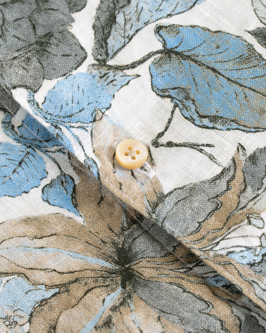 Heren | Overhemden | Stenströms | Slimline Printed Flower Shirt White