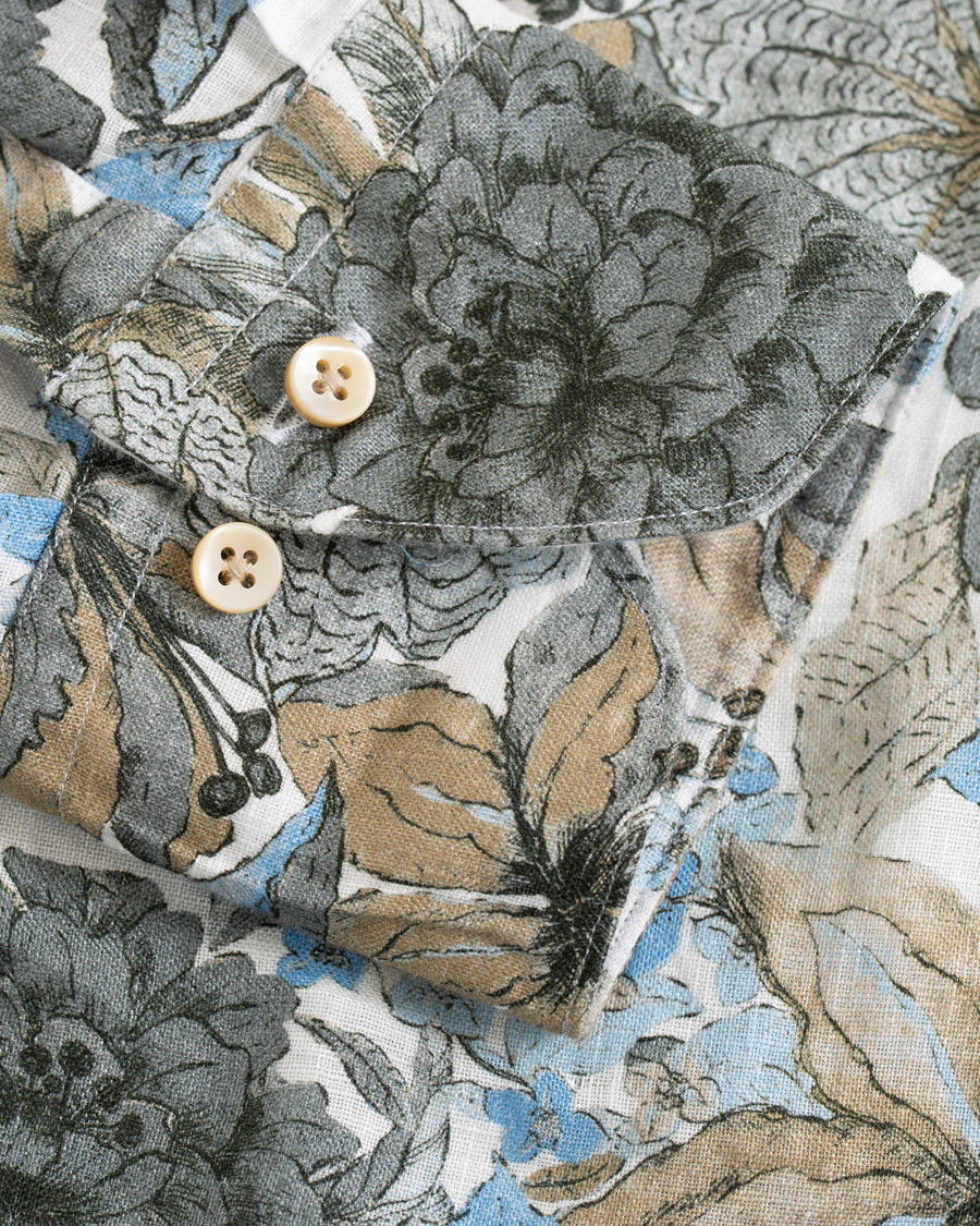 Heren | Overhemden | Stenströms | Slimline Printed Flower Shirt White