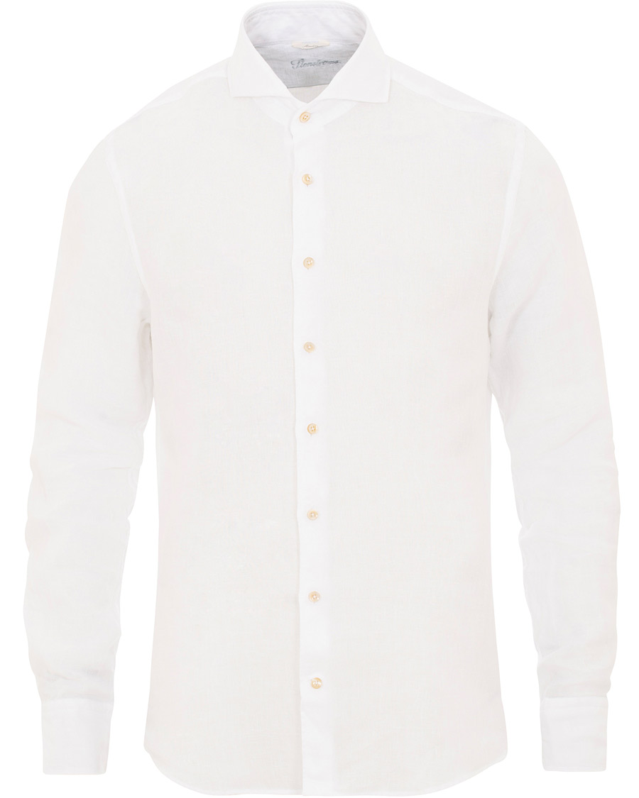 Homme | Chemises | Stenströms | Slimline Cut Away Linen Shirt White