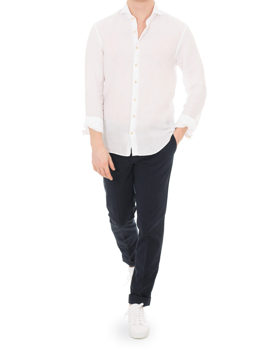 Homme | Chemises | Stenströms | Slimline Cut Away Linen Shirt White