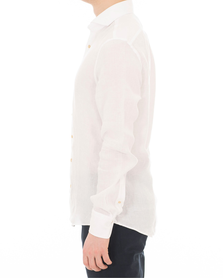 Homme | Chemises | Stenströms | Slimline Cut Away Linen Shirt White