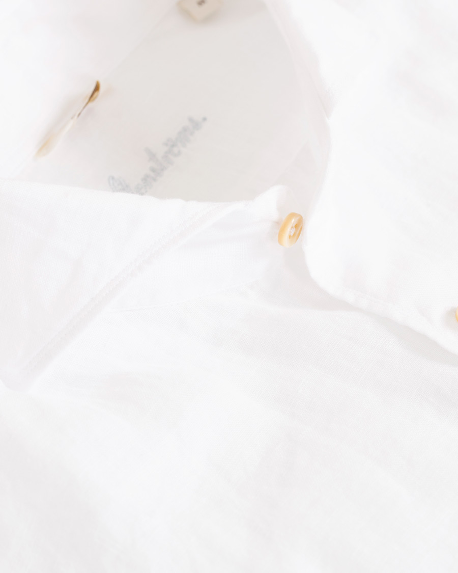 Homme | Chemises | Stenströms | Slimline Cut Away Linen Shirt White