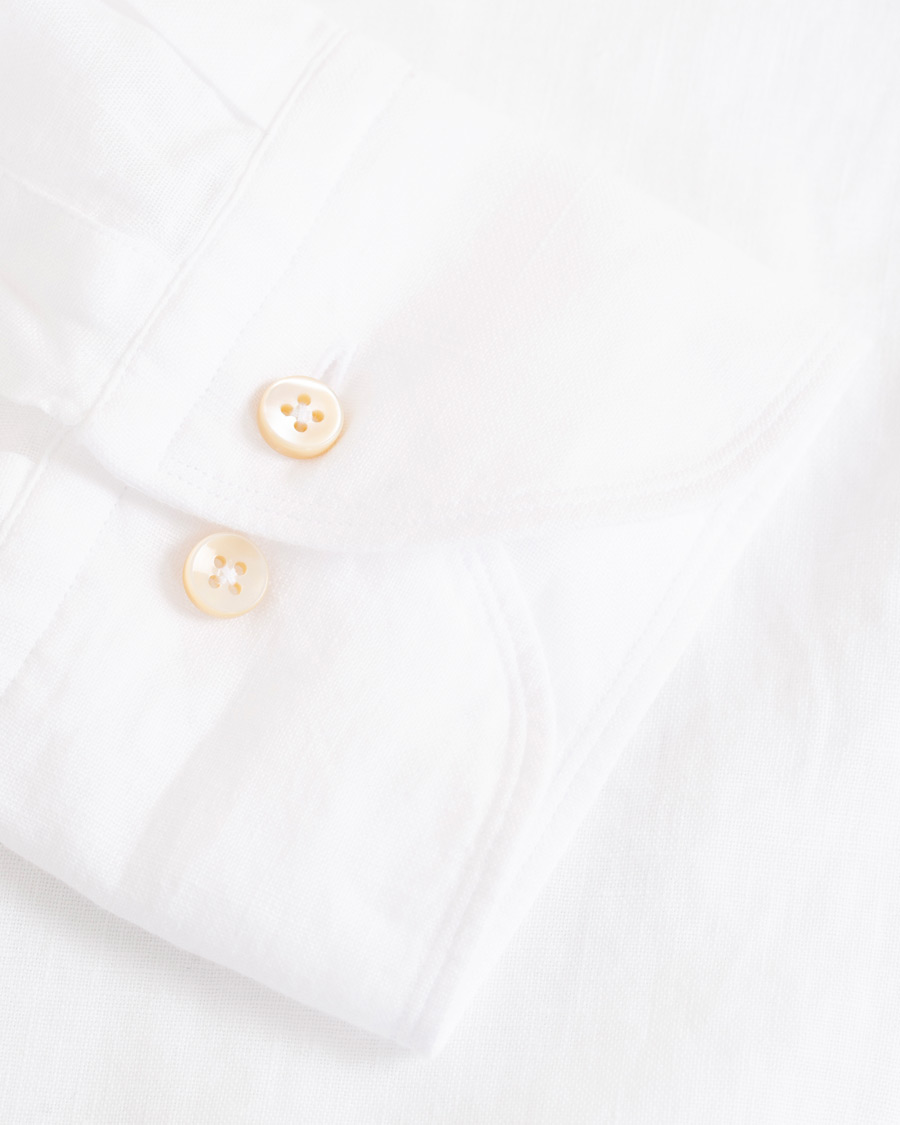 Homme | Chemises | Stenströms | Slimline Cut Away Linen Shirt White
