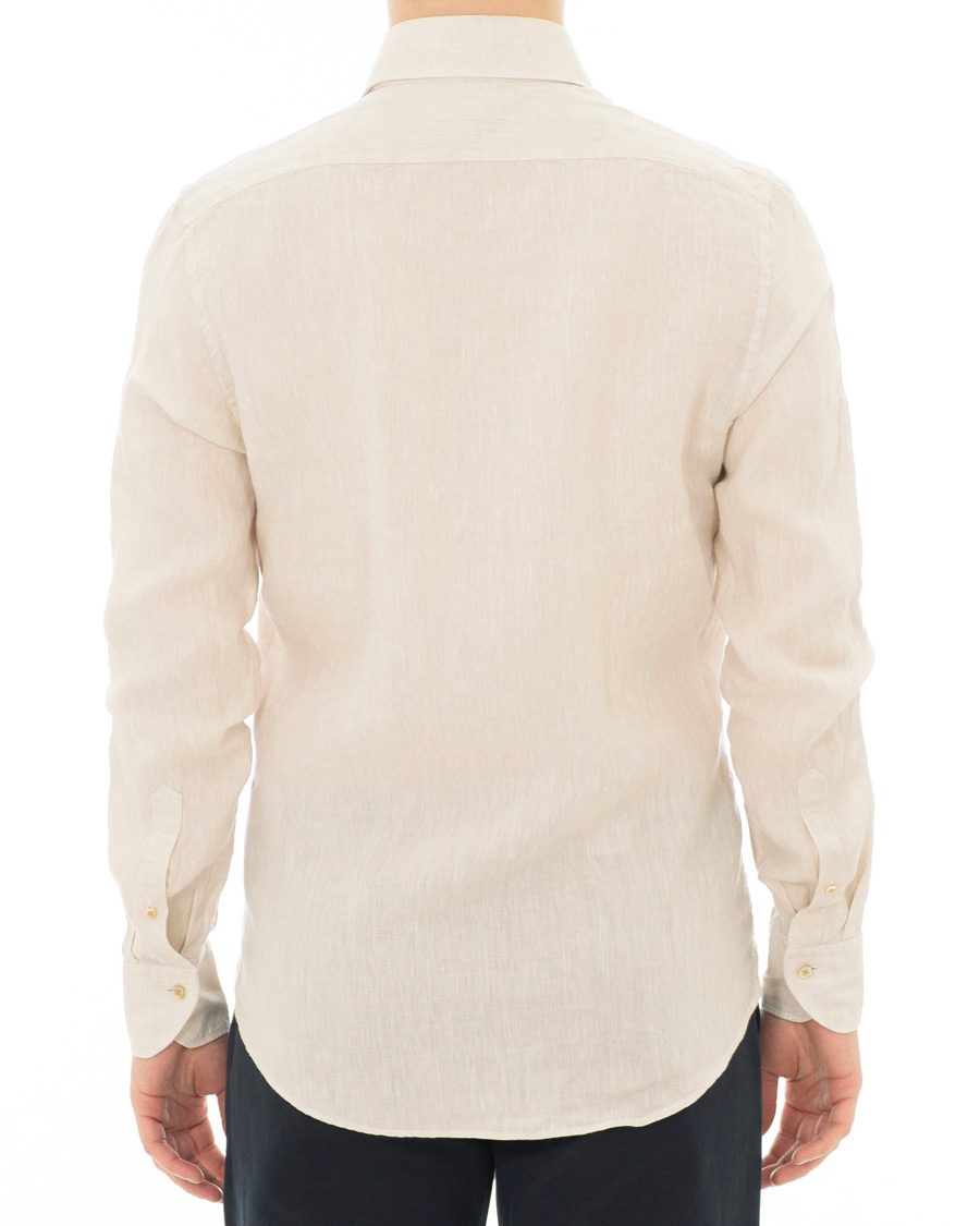 Homme | Chemises | Stenströms | Slimline Cut Away Linen Shirt Beige