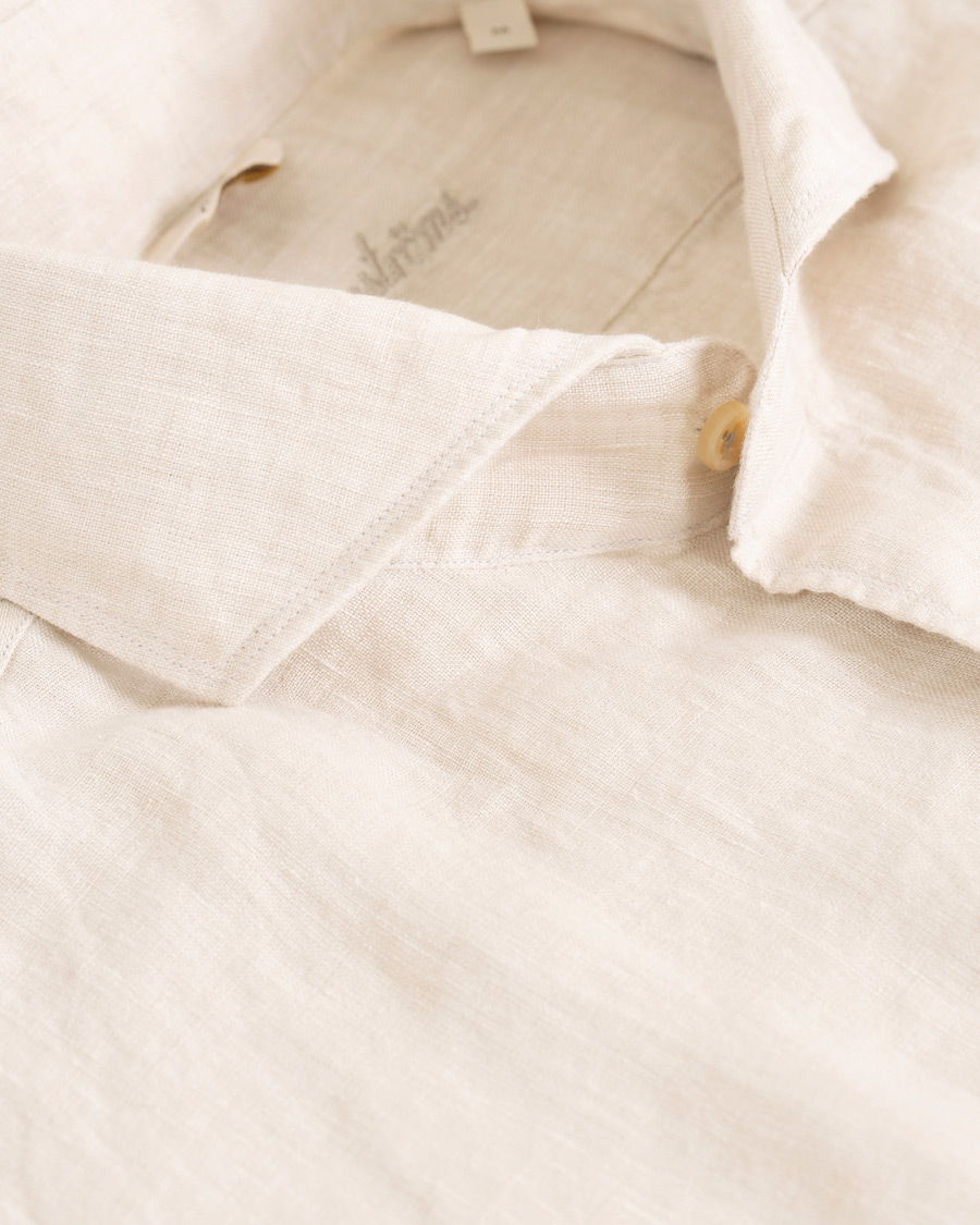 Homme | Chemises | Stenströms | Slimline Cut Away Linen Shirt Beige