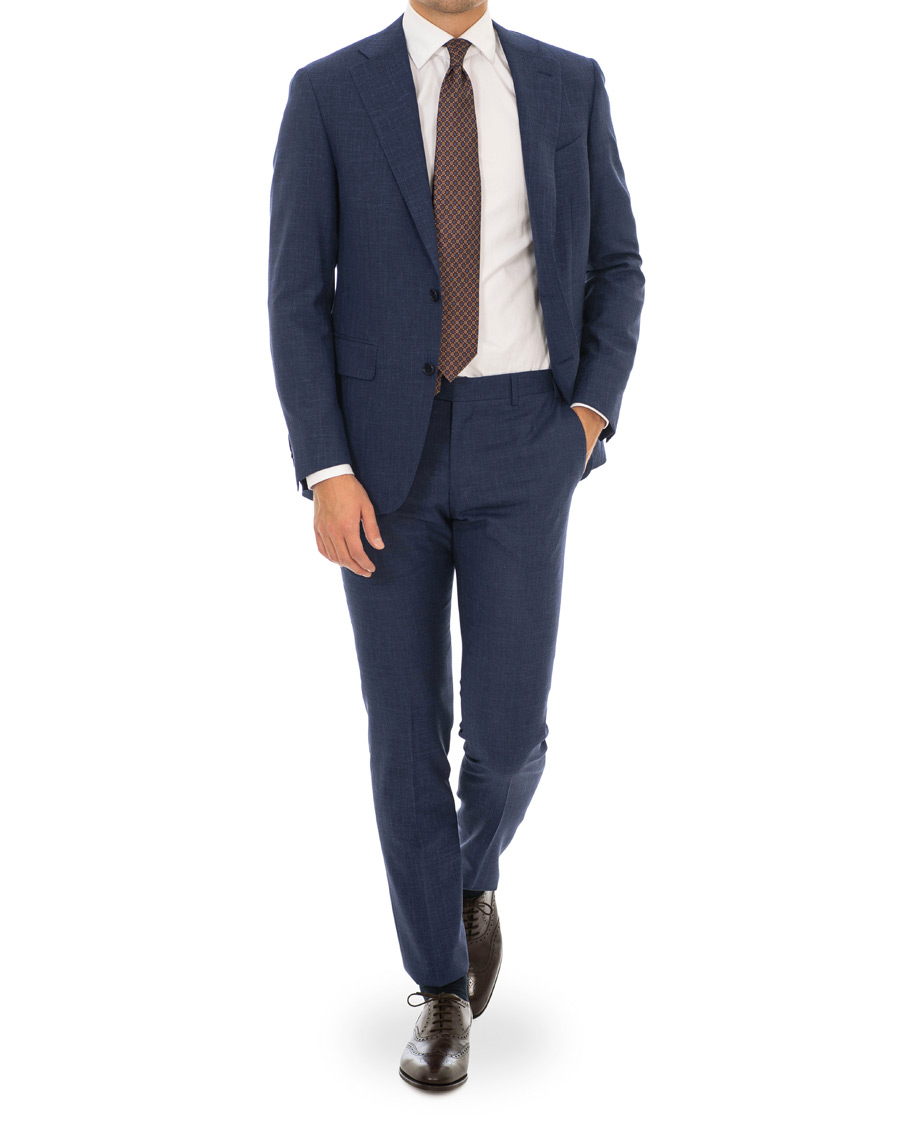 Homme | Costumes | Canali | Capri Wool/Linen Suit Dark Blue
