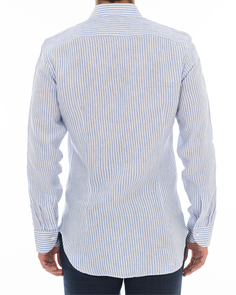 Homme | Chemises | Canali | Striped Linen Shirt Light Blue
