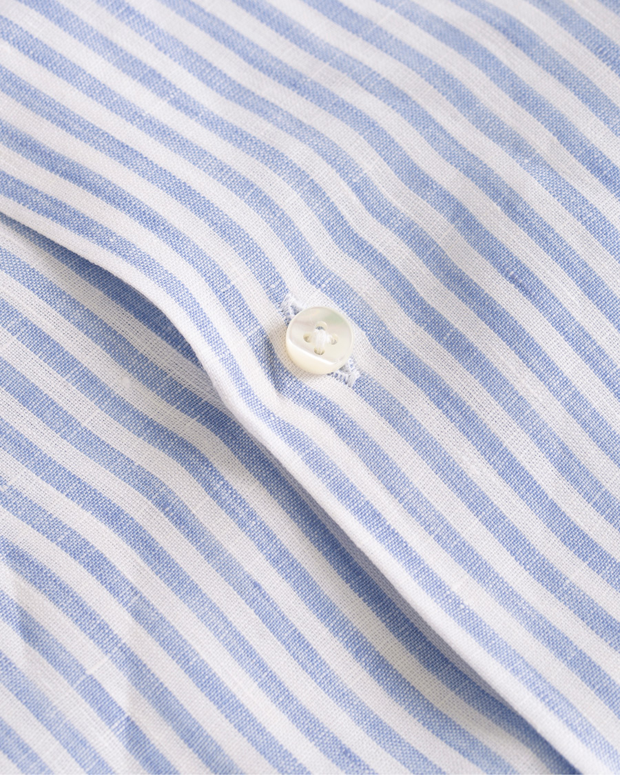 Homme | Chemises | Canali | Striped Linen Shirt Light Blue