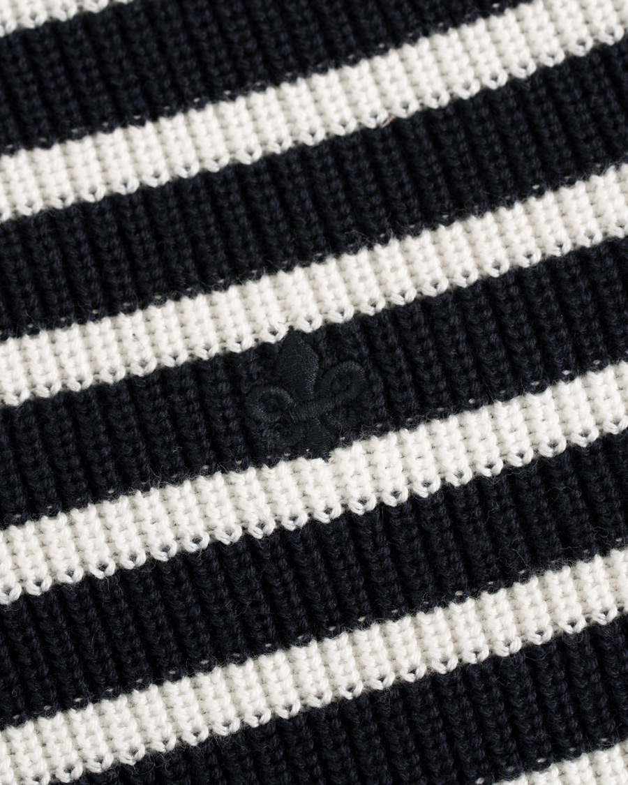 Heren | Truien | Morris | Calton Stripe O-Neck White/Navy