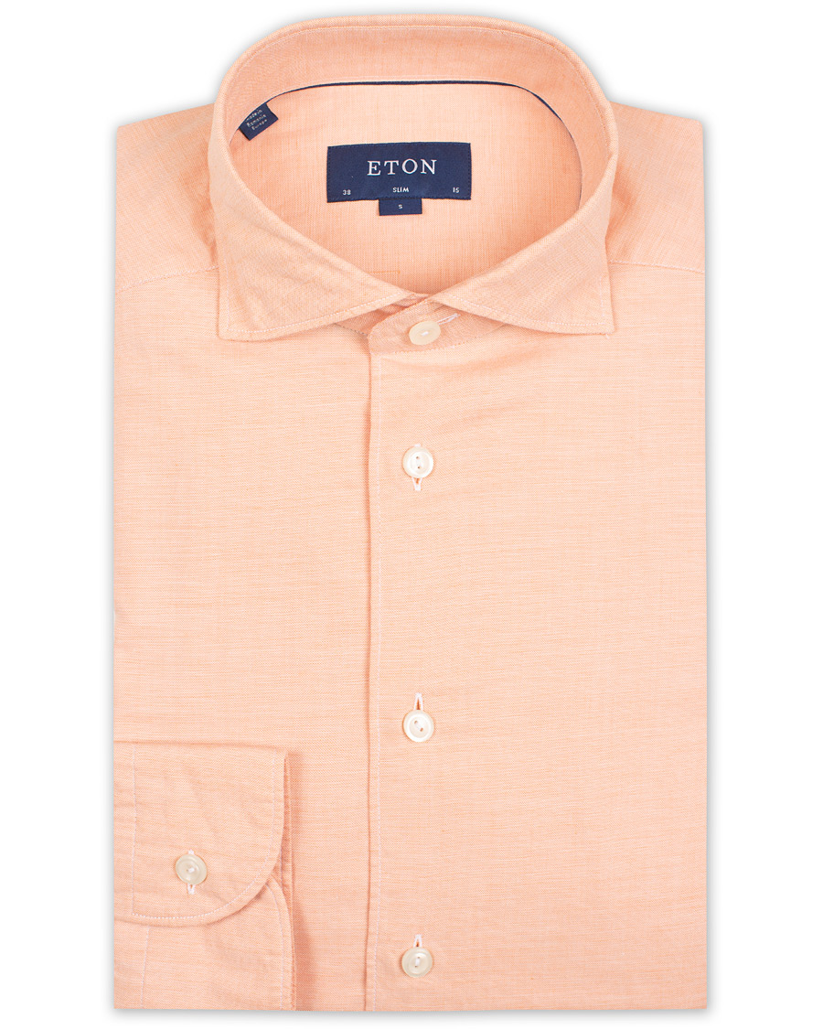 Heren | Overhemden | Eton | Slim Fit Twill Cotton Silk Shirt Orange